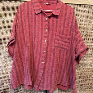 Easel Red Striped Button Down Shirt